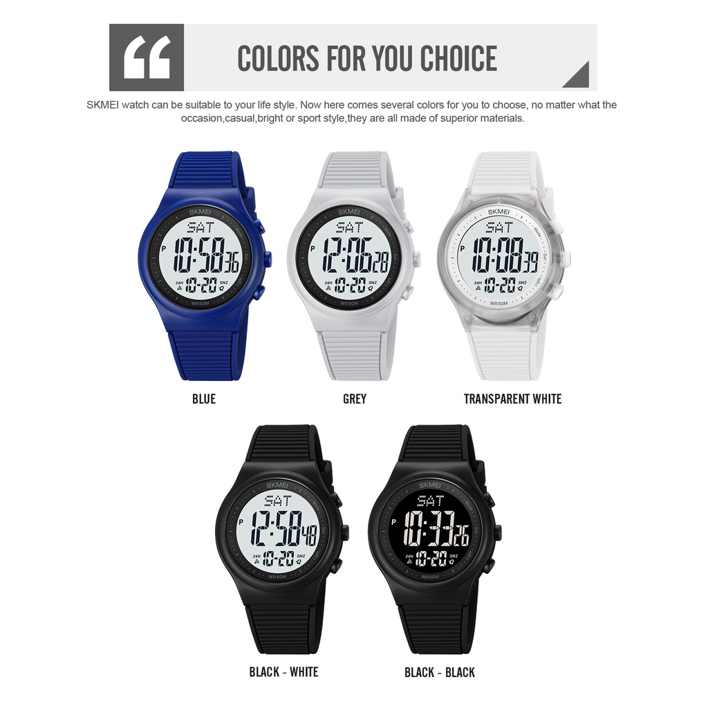 Đồng Hồ Điện Tử SKMEI 1980 Chống Thấm Nước Dây Silicone 5 Thanh Lịch Cho Nam