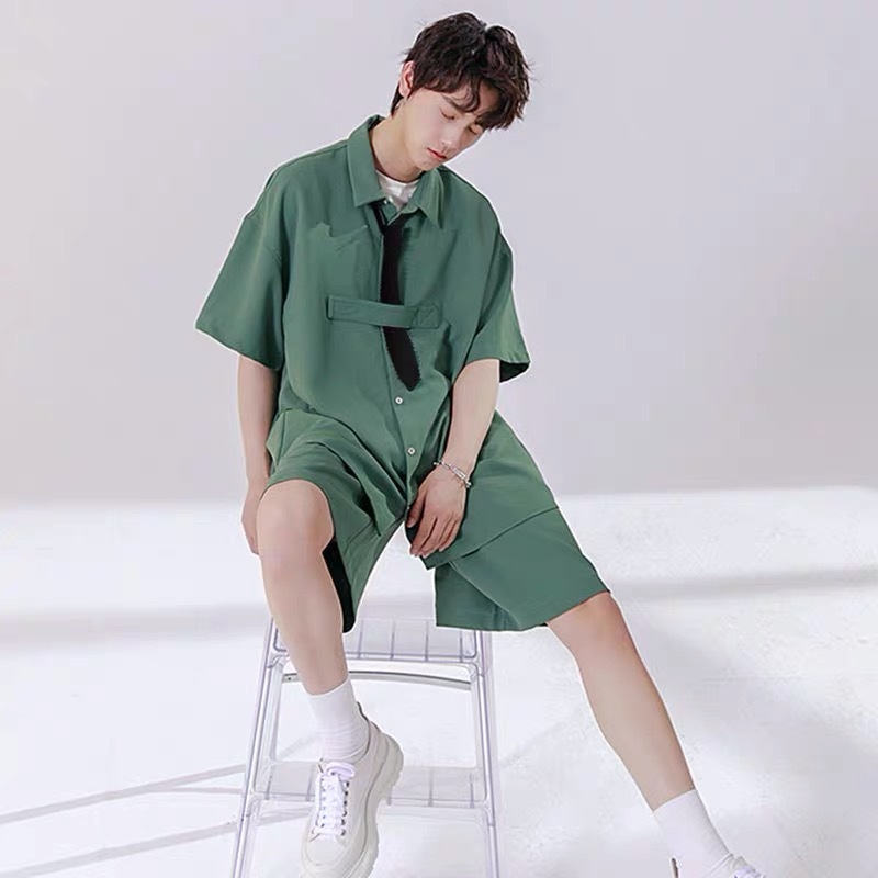 đồ bộ thể thao nam simple phong cách Hàn Quốc đồ bộ thể thao nữ from rộng bông thời trang sét bộ thể thao unisex bộ thể thao nam mùa hè