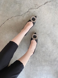 Giày búp bê khoá đá da mềm