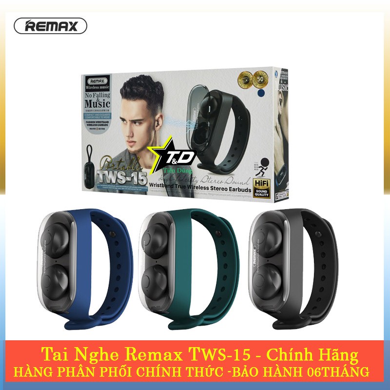 Tai nghe Remax TWS-15 dáng thể theo có độc sạc kiểu vòng đeo tay- Tai nghe bluetooth không dây TWS-15 True Wirele độc lạ