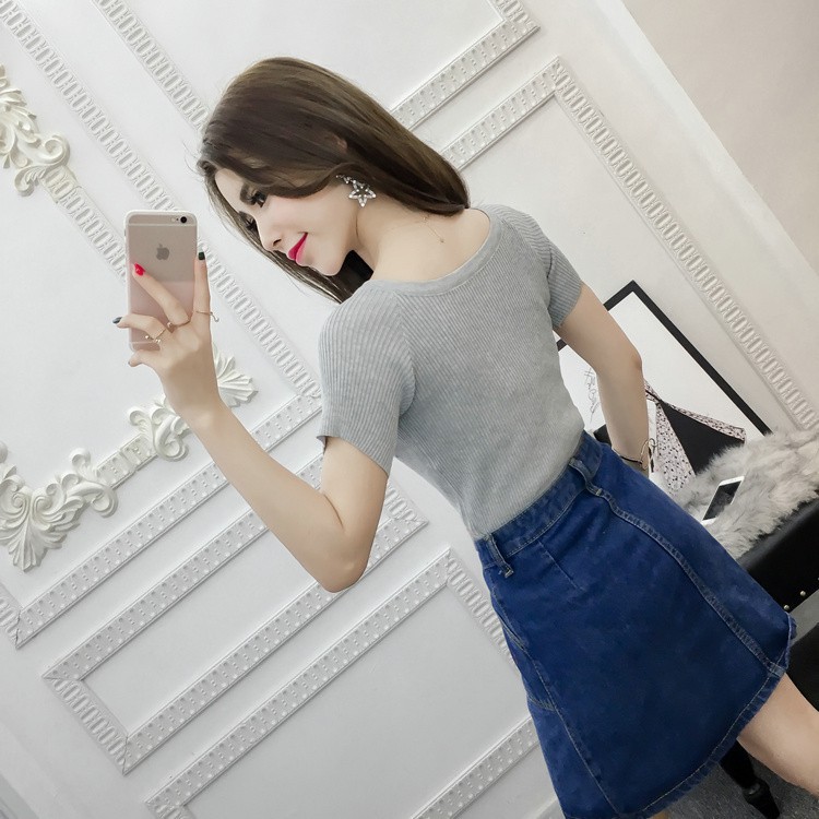 【NEW】Women Blouse Knitted T-Shirt Cross Tie Tshirt Blouse | BigBuy360 - bigbuy360.vn