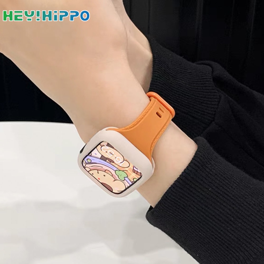 Dây Đeo Silicone Kèm Ốp Bảo Vệ Cho Đồng Hồ Thông Minh iwatch 45 / 44 / 42 / 41 / 40 / 38mm Series 8 7 6 SE 5 4 3