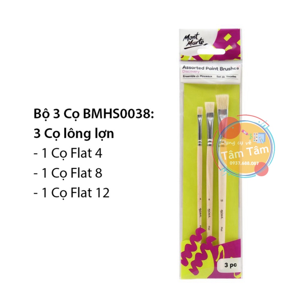 [TÂM TÂM] Bộ Cọ Vẽ Màu Acrylic, Màu Nước, Màu Gouche, Sơn Dầu Mont Marte-LAM