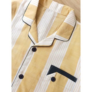 Bộ pyjama nữ kẻ vàng nữ . HA2185