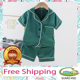 Bộ pijama cộc tay cho bé❤️𝐅𝐑𝐄𝐄 𝐒𝐇𝐈𝐏❤️ bộ pijama lụa cộc tay cho bé từ 6-25kg - sumo kid