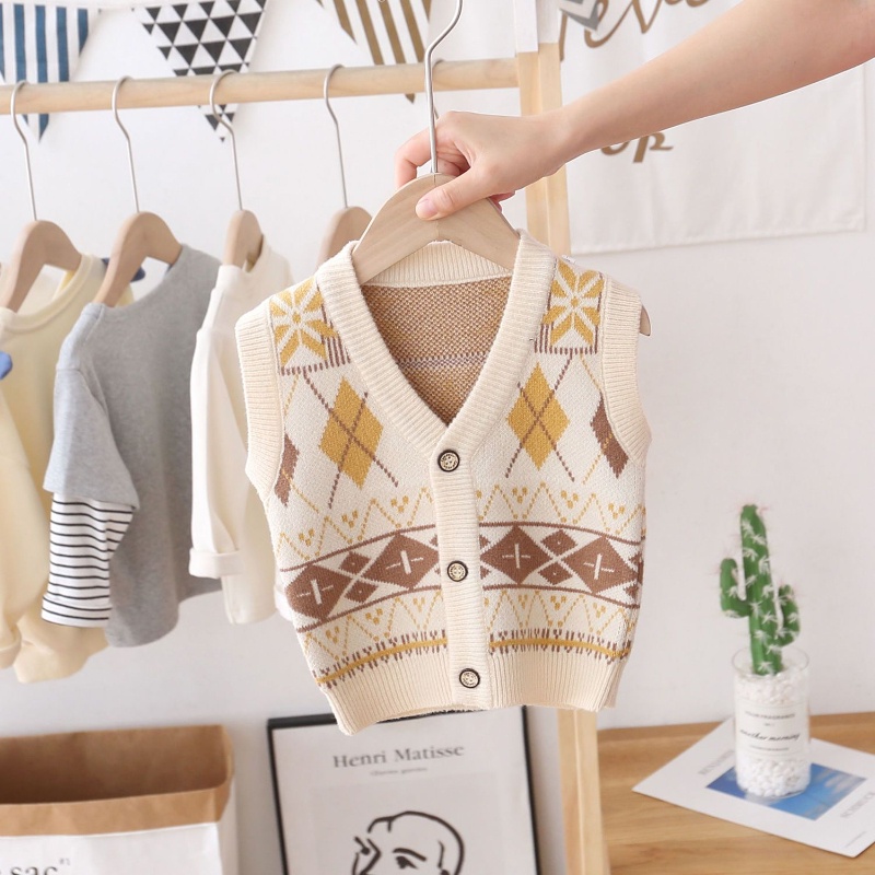 Áo Khoác Cardigan Len Cài Nút Cổ V Kiểu Phương Tây Thời Trang Xuân Thu 2022 Cho Bé