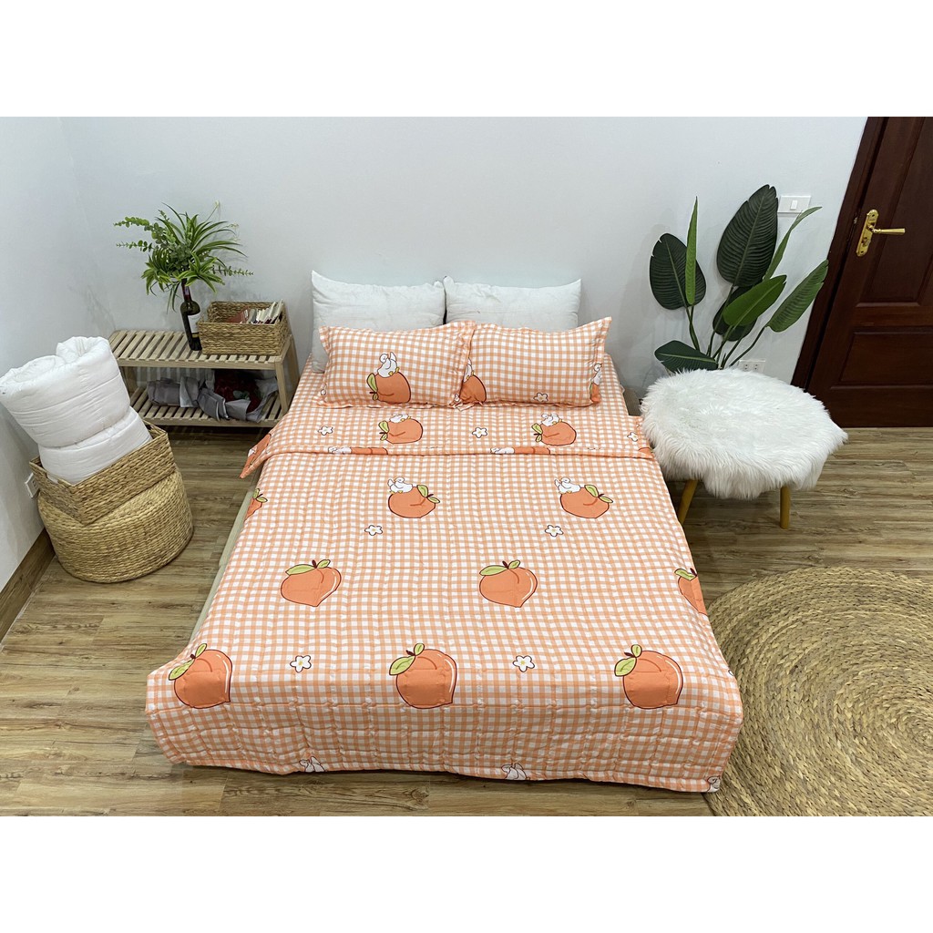 Bộ ga gối 3 món 1m4x2m chọn mẫu trên bài đăng-đào cam karo