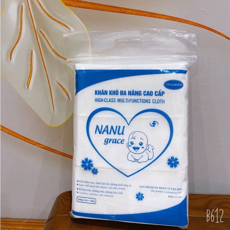 Khăn Khô Cho Bé NaNu Grace Đa Năng Không Chất Tẩy Trắng 400gr