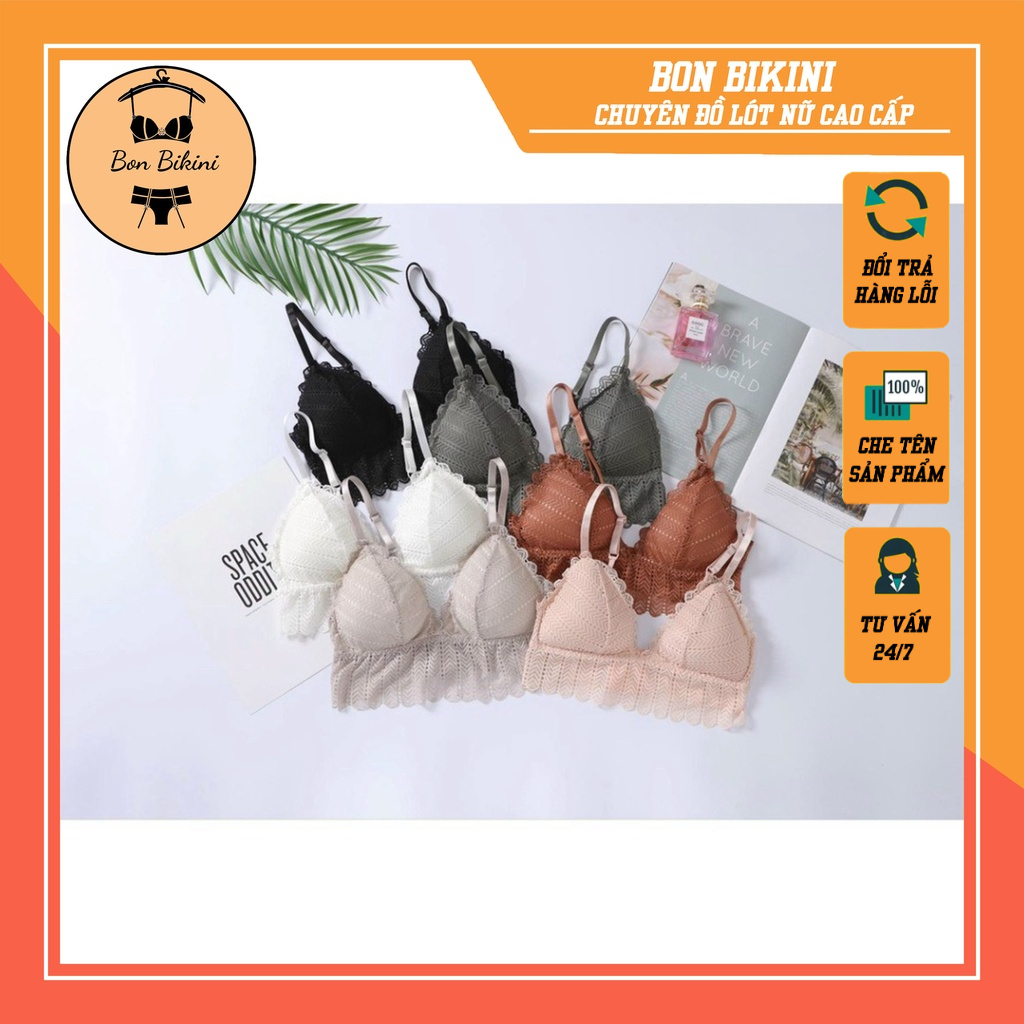 Áo lót ren,Bra ren có đệm không gọng cài sau sexy Freesz:40-58kg
