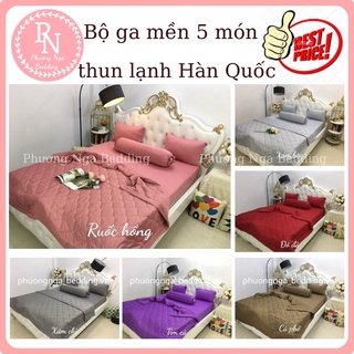 Trọn bộ ga mền 5 món thun lạnh Hàn Quốc 1 màu