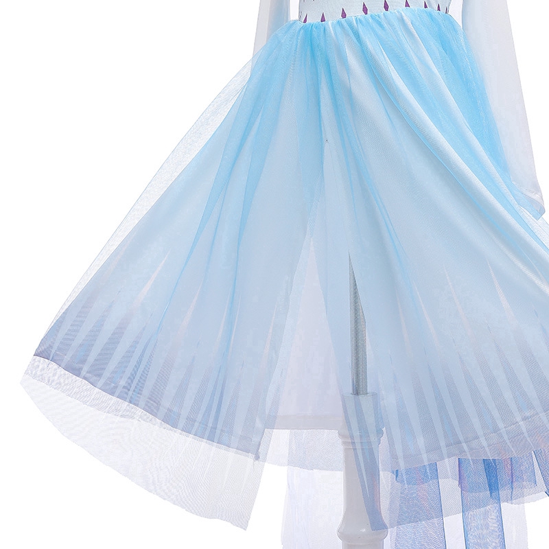 Disney Frozen 2 Elsa Anna Girls Long Sleeve Floor Length Tule Party Dress Halloween Costume