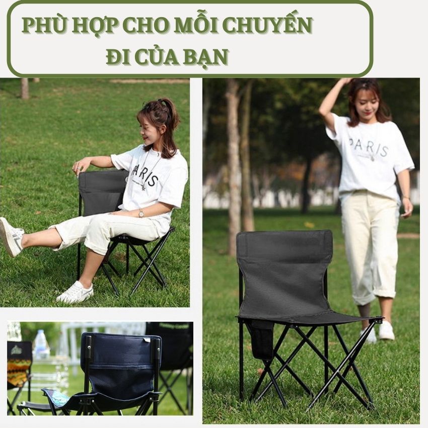 Ghế xếp dã ngoại cắm trại câu cá du lịch size lớn 72x44x44cm Khung thép sơn tĩnh điện chống rỉ VIE77