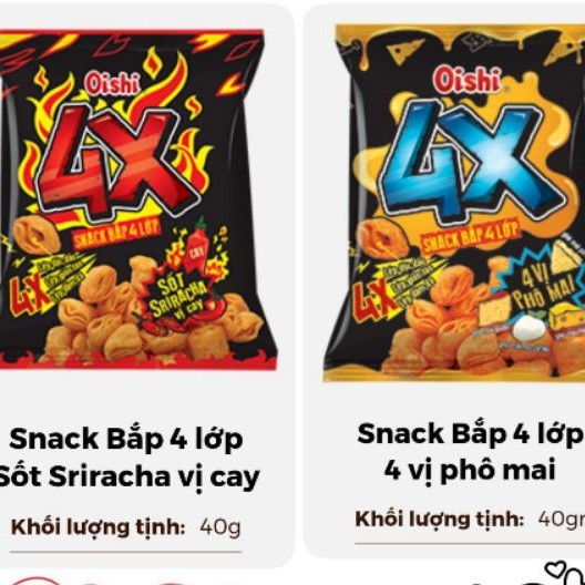 Snack Oishi Bắp 4X Gói 42gr Vị Sốt SRIRACHA Cay