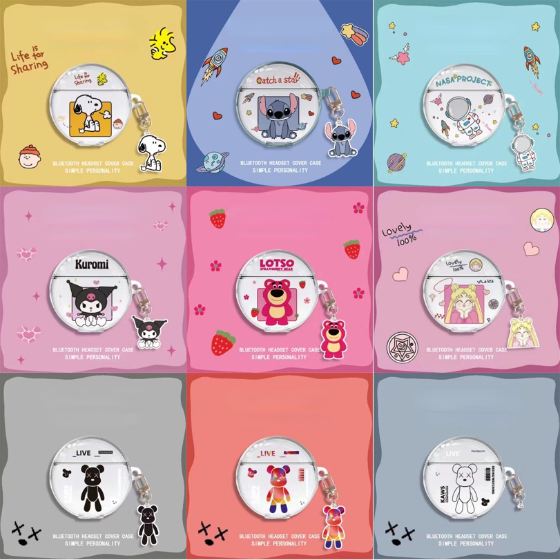 Hàng Sẵn Sàng! Vỏ Bảo Vệ Hộp Sạc Tai Nghe OPPO Enco Buds 2 Trong Suốt Họa Tiết Hoạt Hình Cô Gái & Phi Hành Gia Dễ Thương