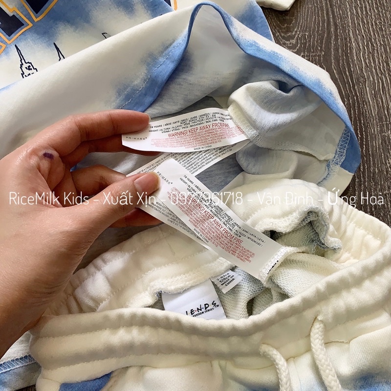 Bộ hè cotton cho bé trai bé gái màu xanh FRIENDS xuất dư xịn