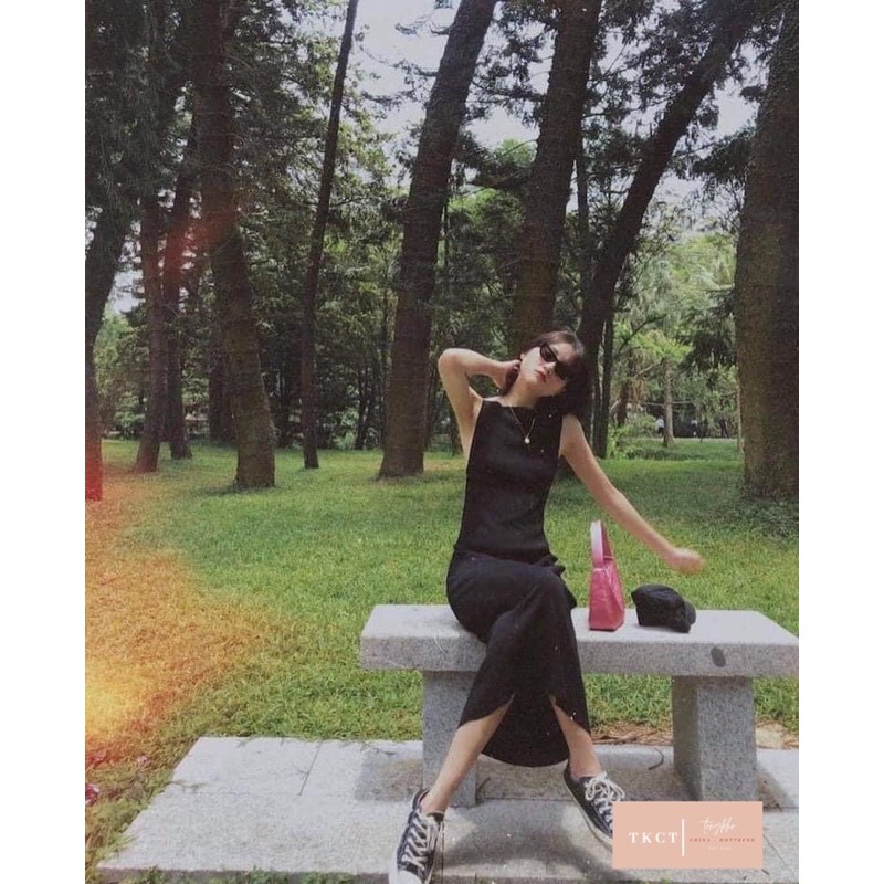Váy Hai Dây Trễ Lưng Đen TONGKHOCHITUE , Váy Nữ Body Nàng Thơ | BigBuy360 - bigbuy360.vn