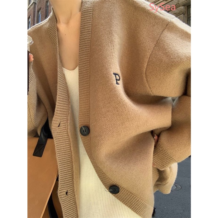 Áo Khoác Cardigan Dệt Kim Thêu Chữ Thời Trang Mùa Thu Cho Nữ