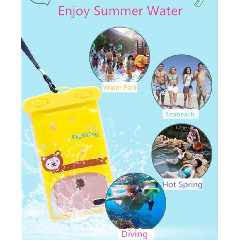 Túi Đựng Điện Thoại Bằng PVC Chống Thấm Nước Họa Tiết Hoạt Hình Dễ Thương