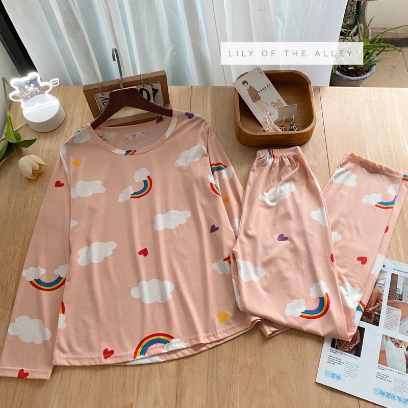 Bộ ngủ dài tay cotton hình