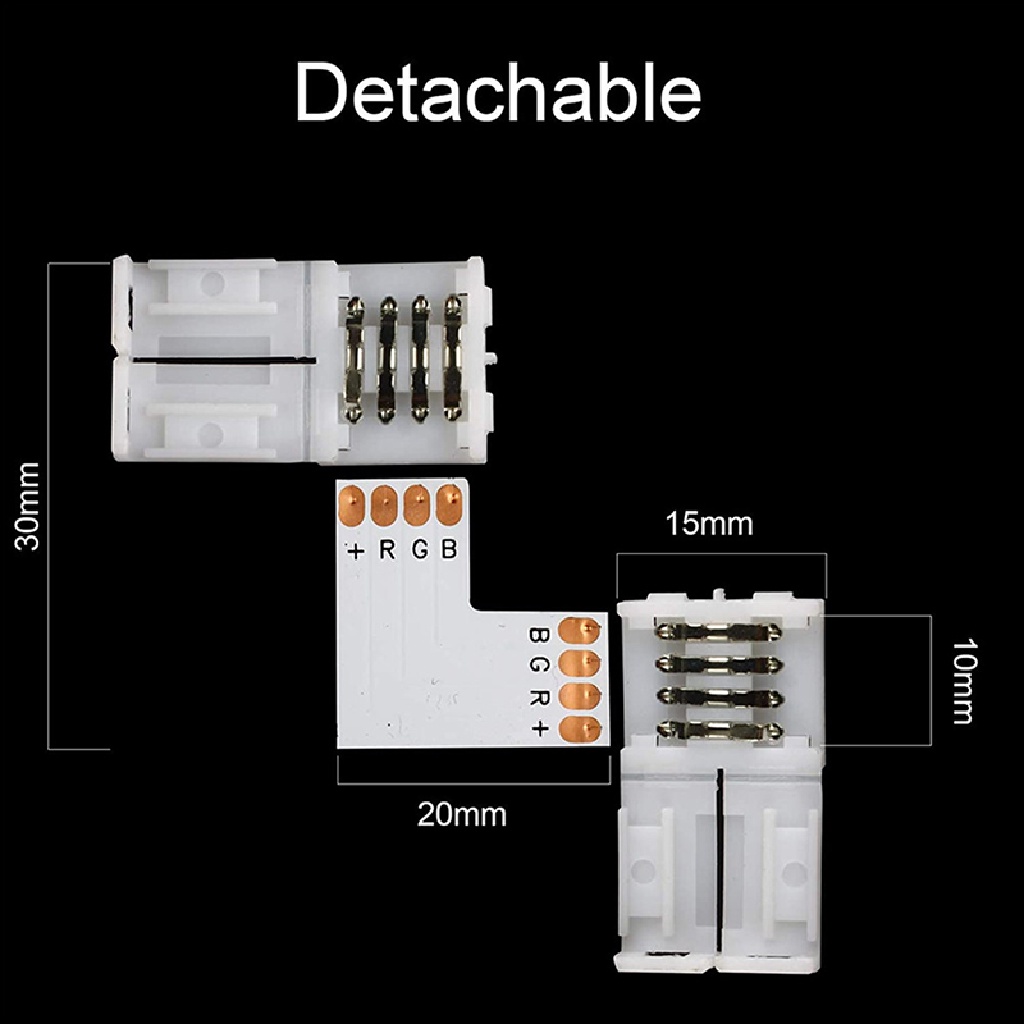 Đầu Nối 4 Pin 10mm Chữ L Cho Dây Đèn LED RGB 90° Kết Nối TYG