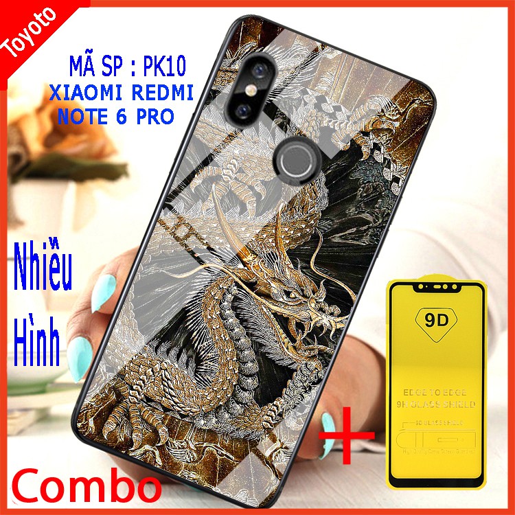 COMBO ỐP LƯNG XIAOMI REDMI NOTE 6 PRO (ốp lưng kính 3D + tặng kèm kính cường lực full màn hình)