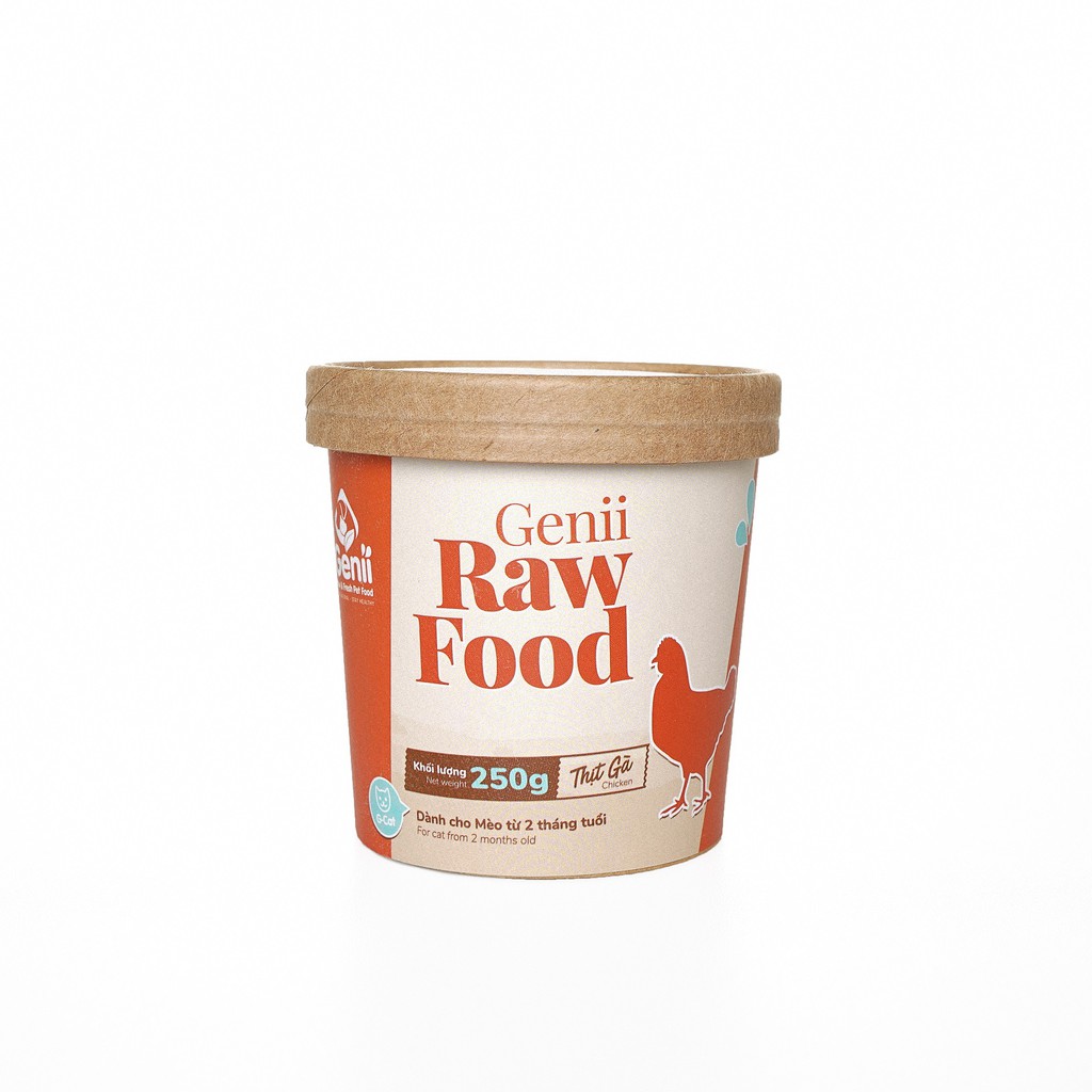 Genii Raw Food - thức ăn tươi cho mèo thịt gà 250g
