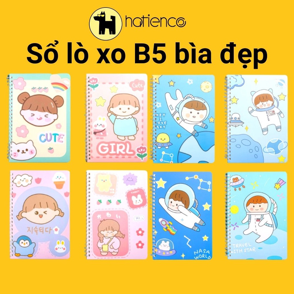 Sổ lò xo B5, tập sinh viên bìa đẹp 120 trang, giấy chống lóa ,kẻ hàng ngang