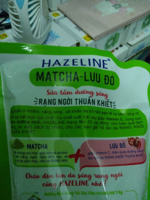 SỮA TẮM HAZELINE MATCHA LỰU ĐỎ, YẾN MẠCH DÂU TẰM TÚI 1KG