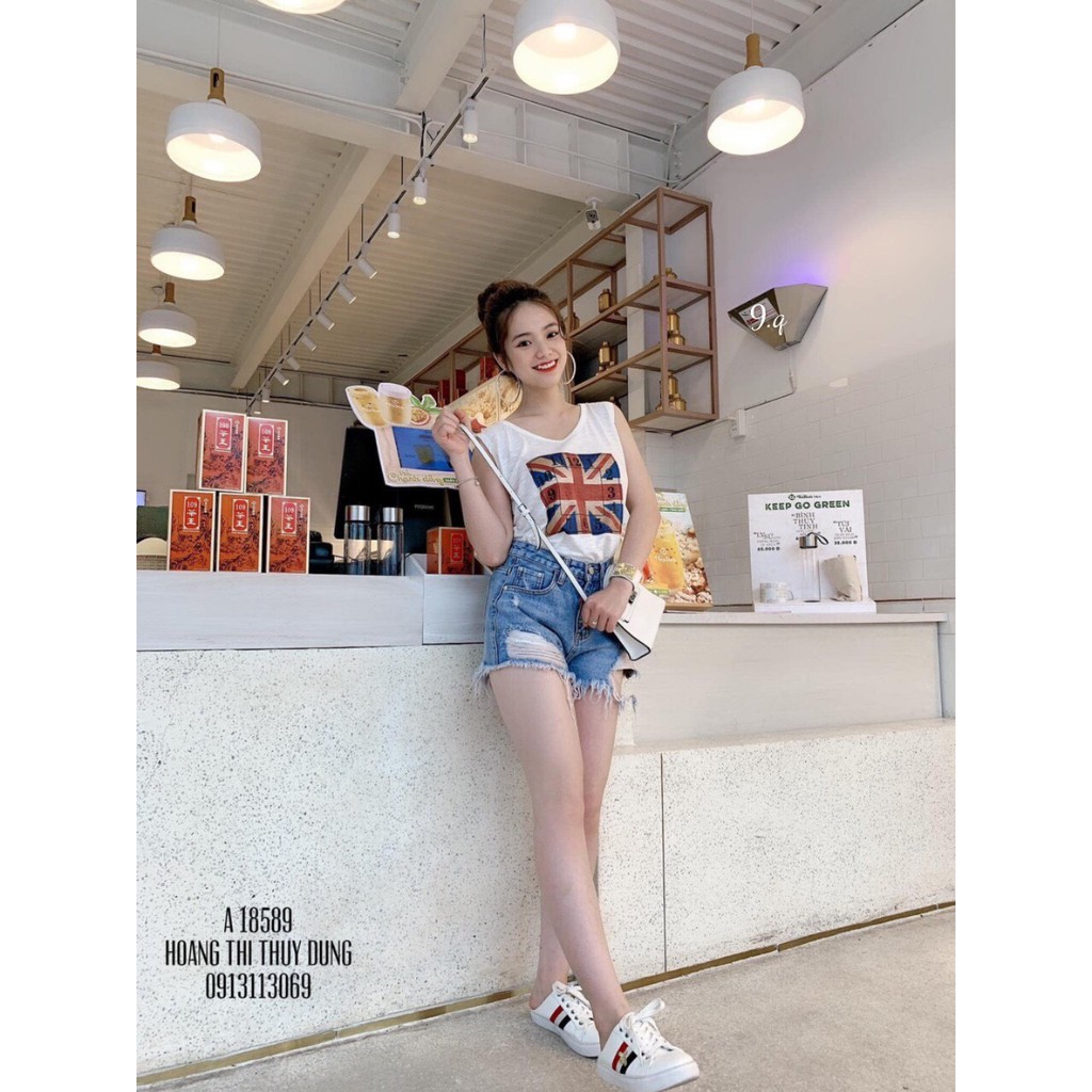 Áo Ba Lỗ Thun Lụa In Hình Đồng Hồ Số Trên Cờ Độc Đáo TTS0562