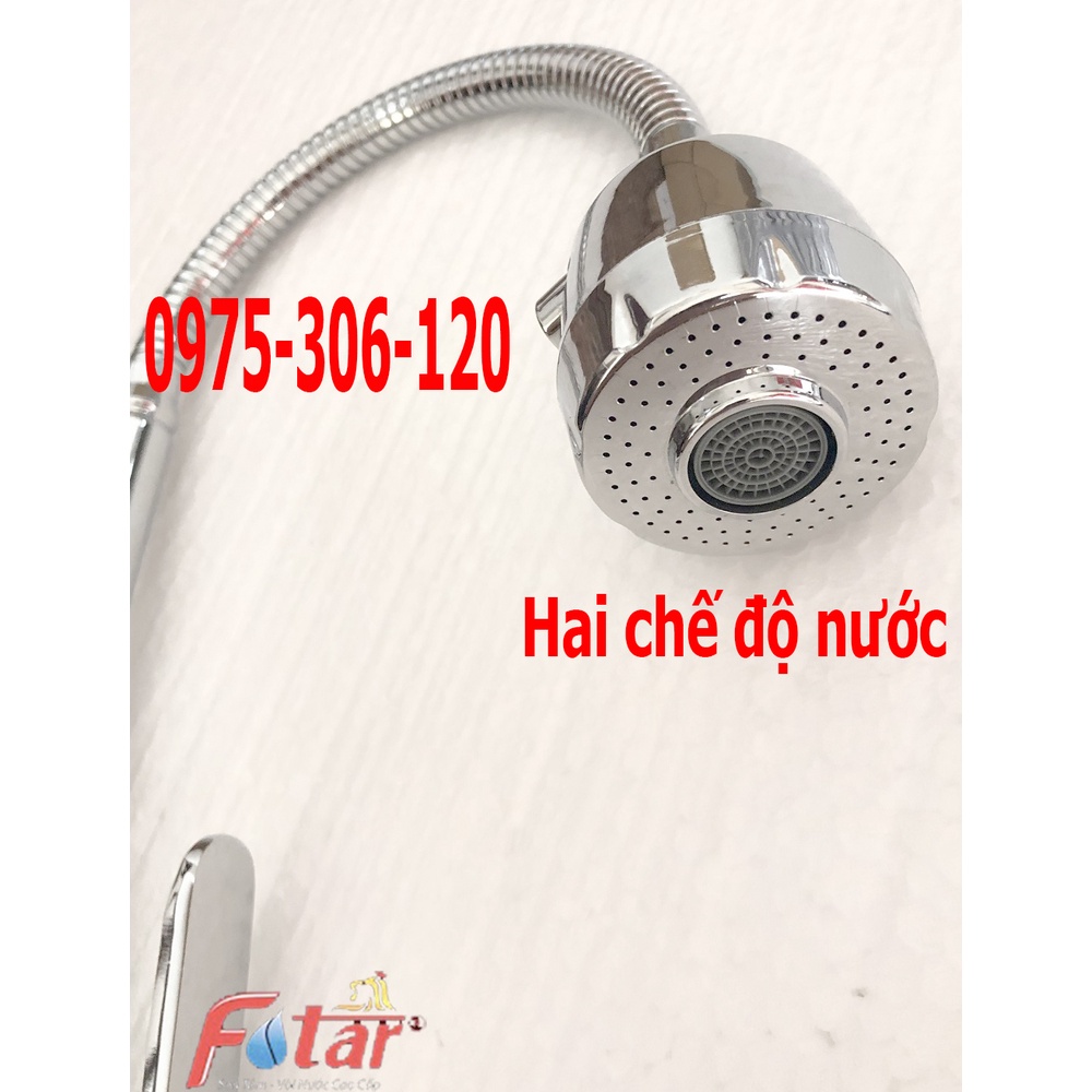 [LOẠI 1-HÀNG ĐÚC] Vòi Rửa Chén Bát LẠNH Cần Bẻ Lò Xo Sử Dụng cho 2 Hộc Chậu N5012 Fotar vòi lạnh xi tay bằng lò xo