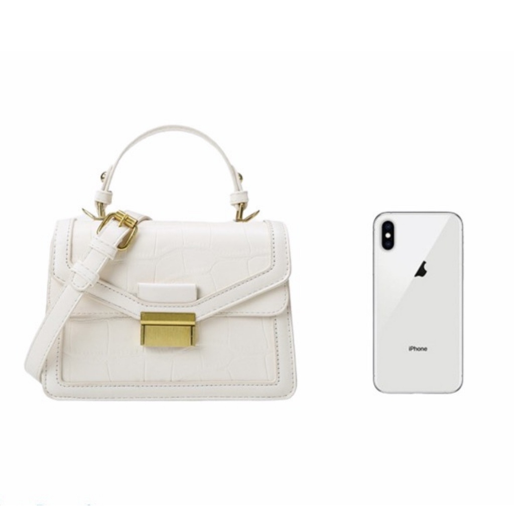 Túi xách nữ, túi xách nữ đẹp , túi đeo chéo nữ đi chơi quai xách da sần khoá vàng - TXN012