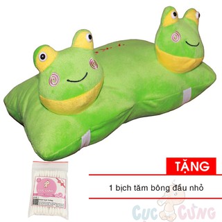 Gối đi xe máy 2 đầu - ếch Tặng 1 tăm bông đầu nhỏ cho bé