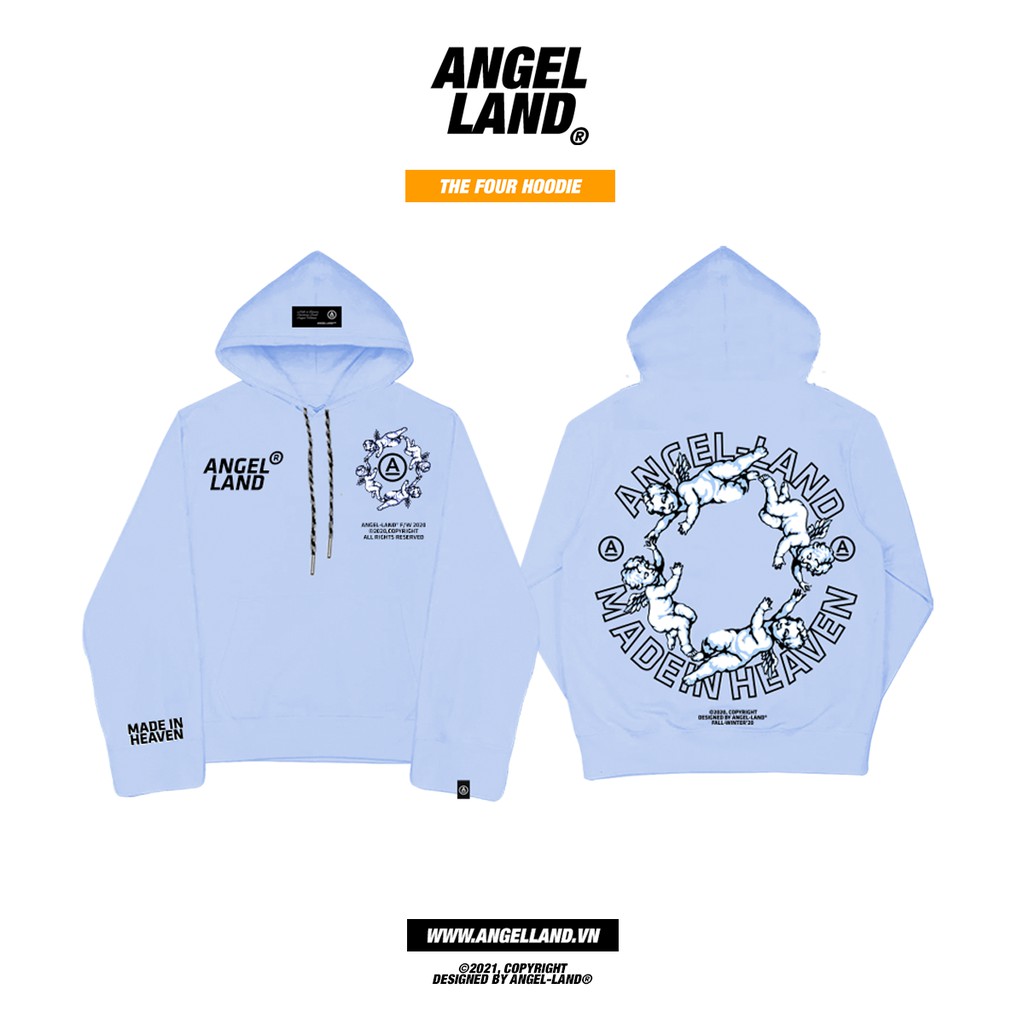 ÁO HOODIE THE FOURS-XANH ANGEL-LAND CHÍNH HÃNG UNISEX | BigBuy360 - bigbuy360.vn