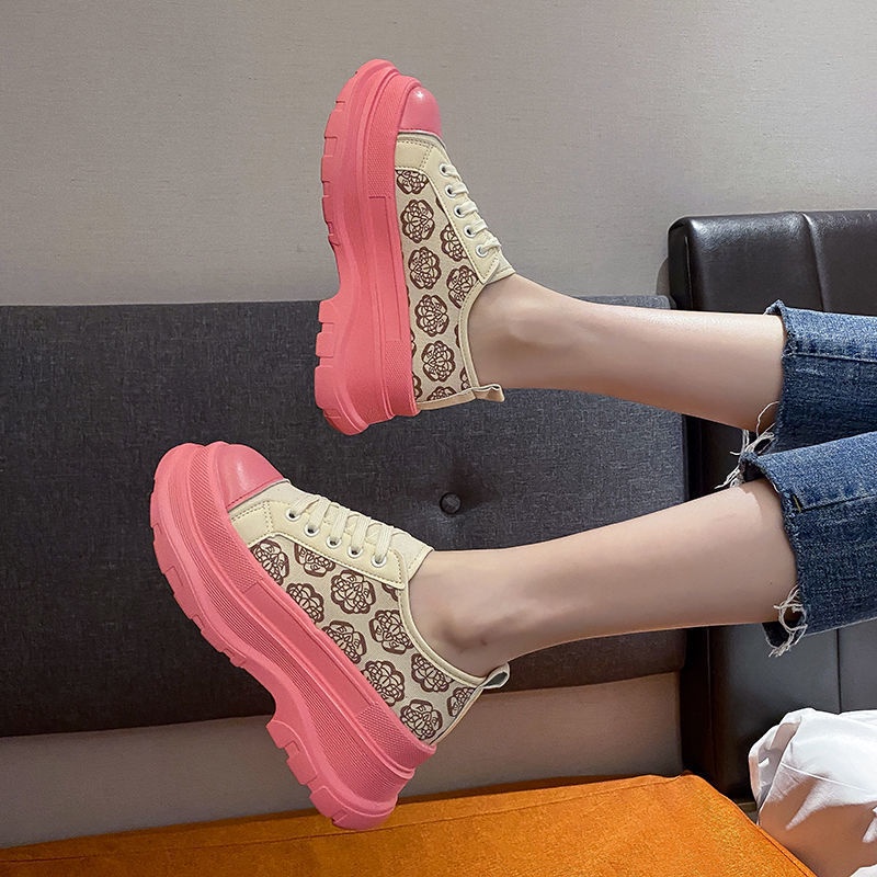 Oeteo Giày Thể Thao Nữ Cột Dây In Hoa Thời Trang