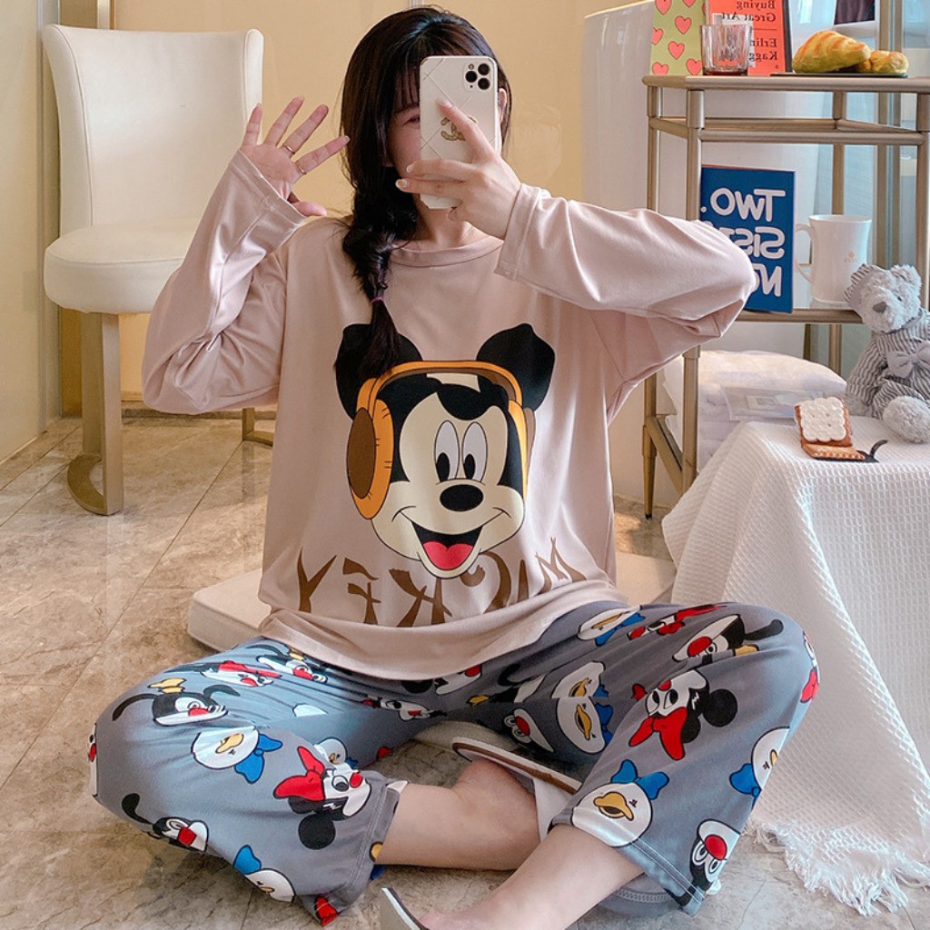 Bộ đồ ngủ, đồ ngủ nữ dài tay pijama freesize cotton hàng Quảng Châu siêu đẹp (ẢNH/VIDEO THẬT) | BigBuy360 - bigbuy360.vn