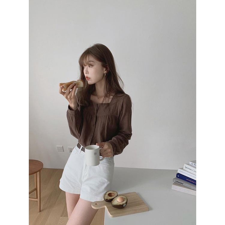 Áo Sơ Mi Tay Dài Màu Trơn Kiểu Hàn Quốc Đơn Giản Dễ Phối Đồ 35890