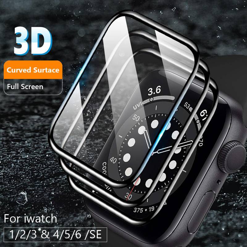 Kính Cường Lực Viền Cong 3D Cho Đồng Hồ Thông Minh Apple Watch Ultra Series 8 7 6 5 4 3 2 1 SE 49mm 45mm 44mm 40mm 41mm 42mm 38mm