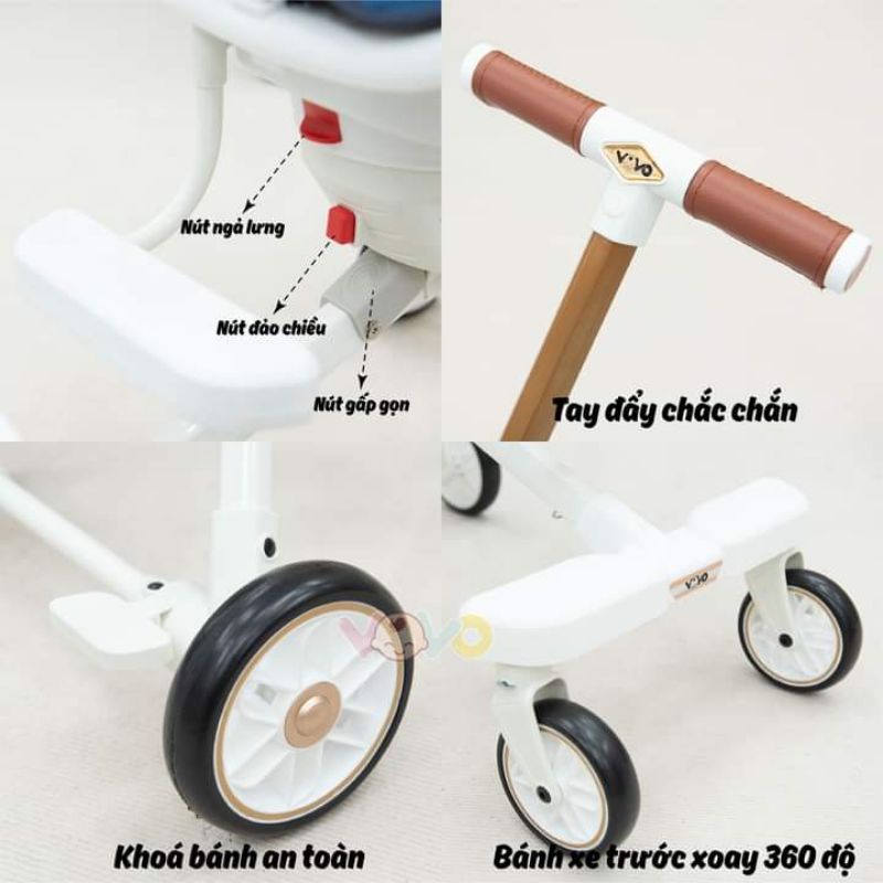 Xe đẩy gấp gọn 2 chiều nằm ngồi ngả nhiều tư thế Vovo 021