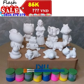 BỘ 10 TƯỢNG THẠCH CAO MẪU NGẪU NHIÊN - KÈM MÀU VÀ CỌ