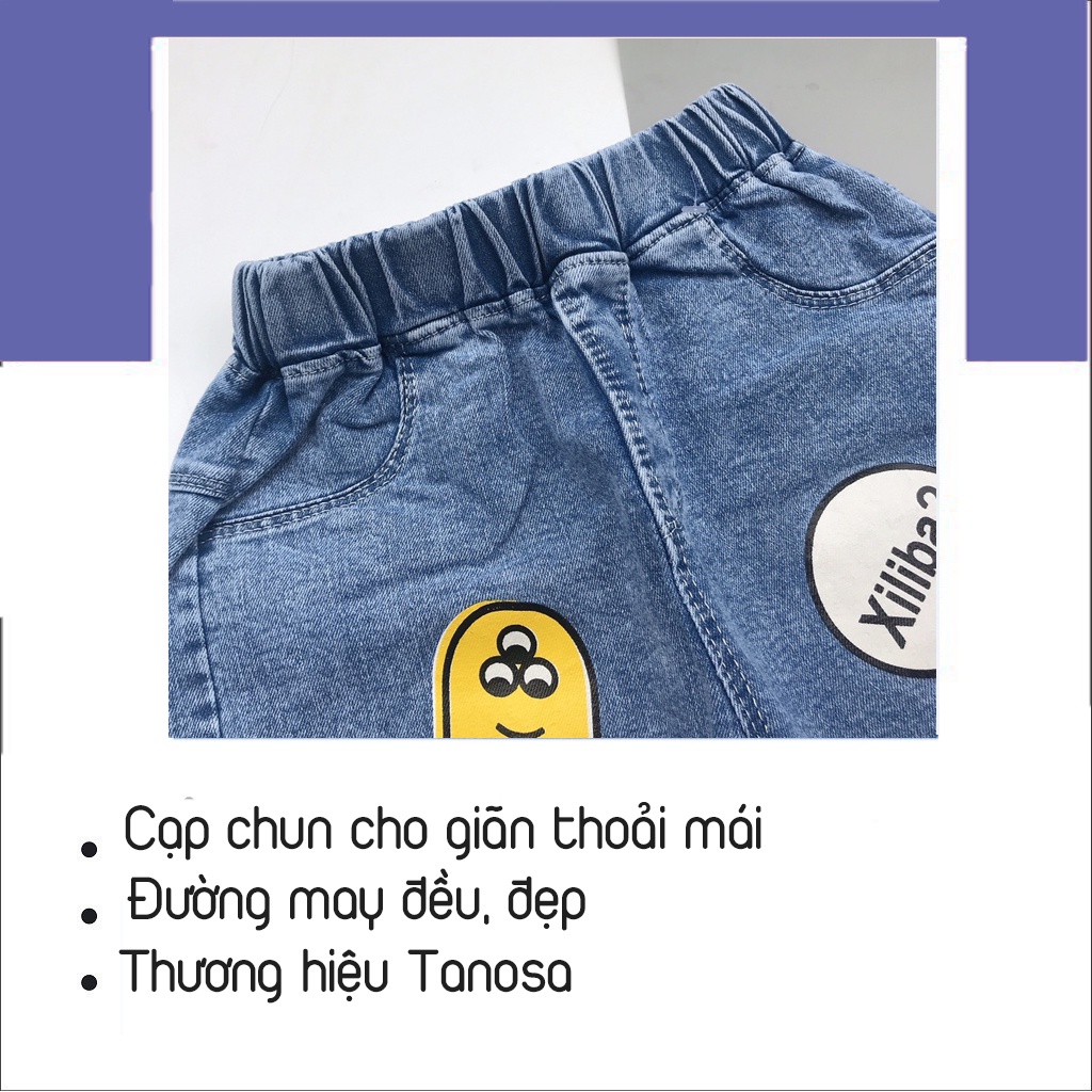 Quần jean quần bò mềm cho bé baggy in hình Xiliba size 15-30kg Shopmevung