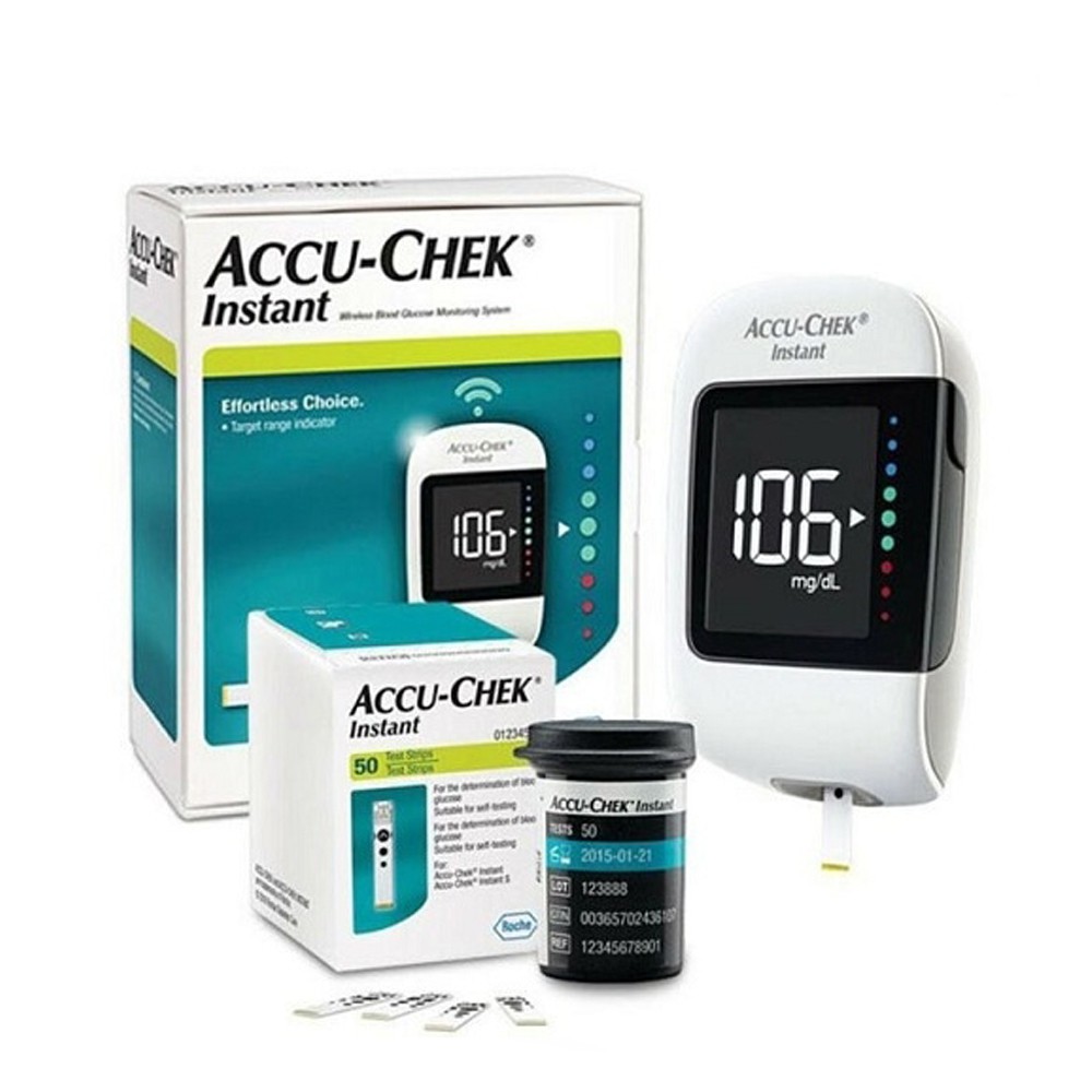 Máy đo đường huyết ACCU CHEK INSTANT - Máy đo tiểu đường tặng kèm 25 que thử và 25 kim chích
