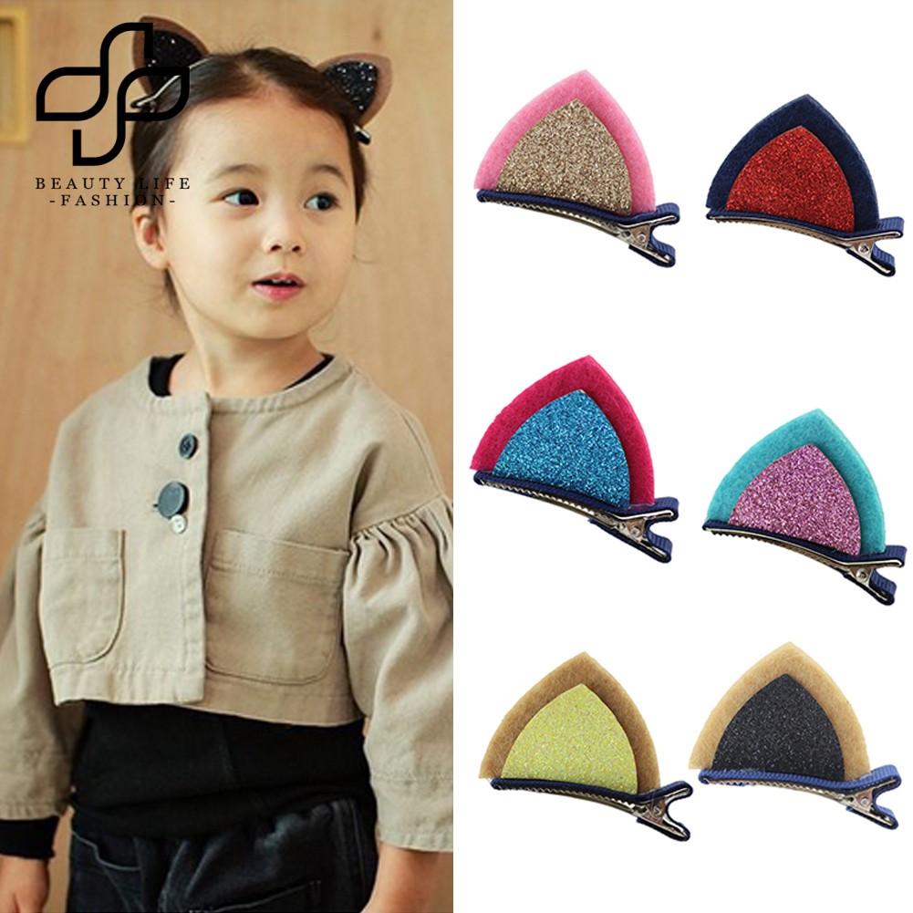 Kẹp tóc tai mèo đính sequin lấp lánh dễ thương dành cho các bé