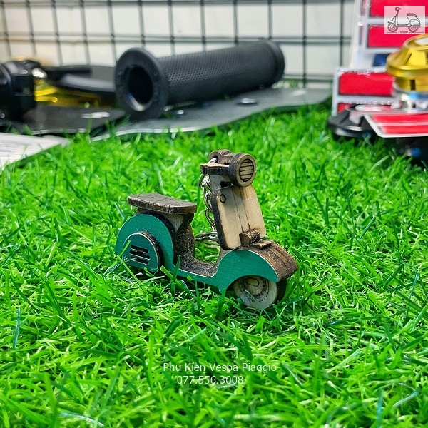 Móc Khóa Hình Xe Vespa 3D 2D Bằng Gỗ Cao Cấp