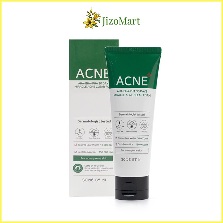 Sữa Rửa Mặt Tràm Trà Giảm Mụn Some By Mi AHA-BHA-PHA 30 Days Miracle Acne Clear Foam 100ml & 30ml