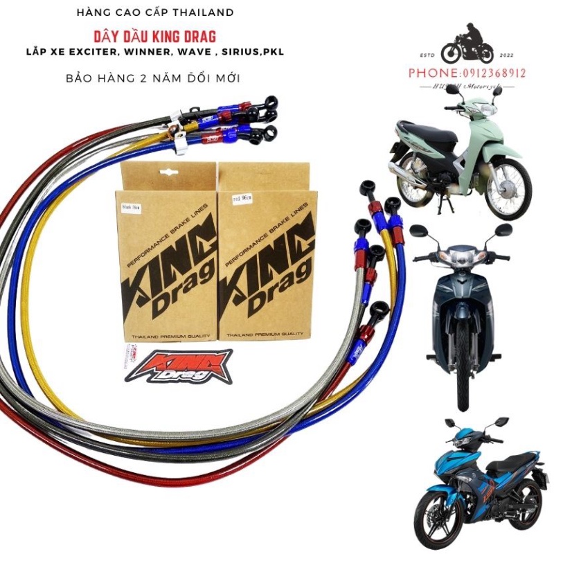 Dây Dầu Đầu Nhôm CNC Xoay 360 Độ King Drag Cho Xe Máy