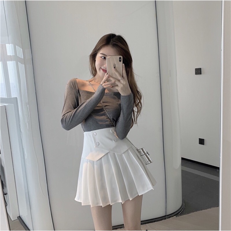Chân váy xếp ly bản to cạp 4 cúc, Chân váy tennis NGOCMAI89