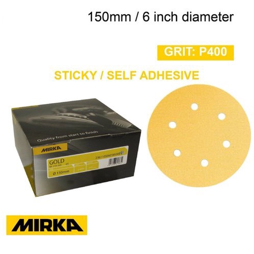 Nhám lỗ Mirka Gold 6inch (150mm) 6&quot;  P80 P120 P180 P240 P320 P400 nhám chà khô cho gỗ ô tô xe máy