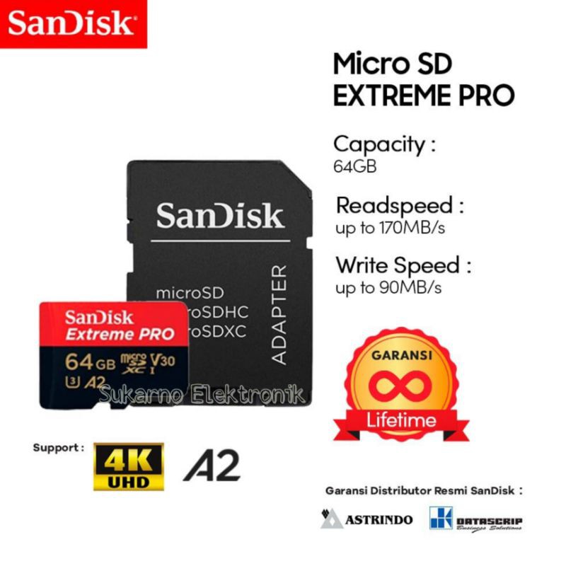 Thẻ nhớ Sandisk Extreme Pro MicroSDXC UHS-I U3 170Mbps 64GB