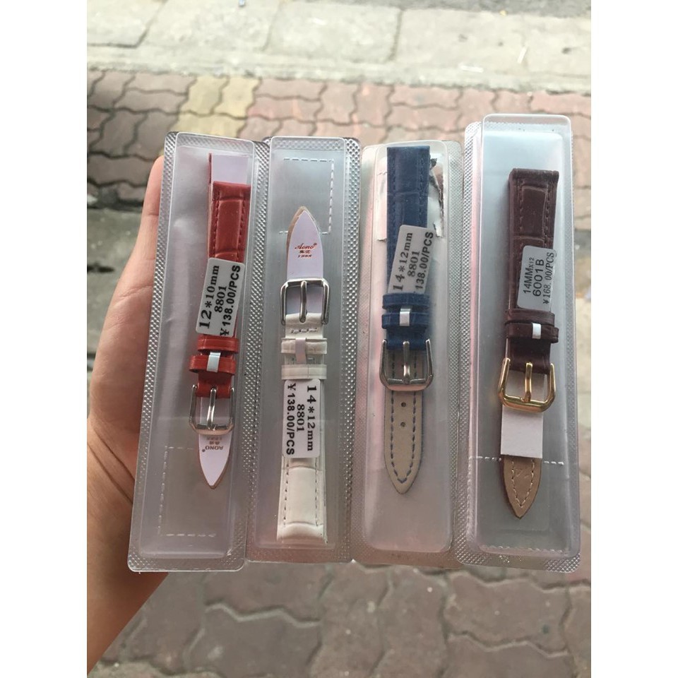 Dây da đồng hồ nữ Ano, đủ size 12mm,14mm,16mm,18mm,20mm