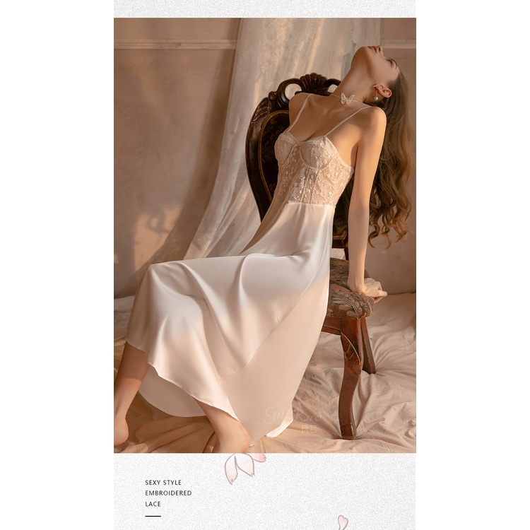 Váy ngủ sexy ❤️ Đầm ngủ 2 dây cho nữ quyến rũ gợi cảm latin mềm mịn ❤️ IVY009
